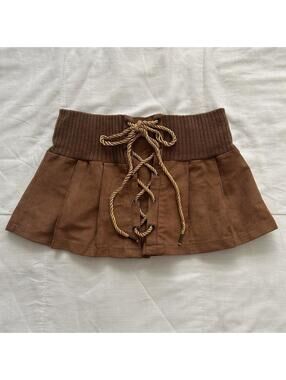 d.i.a. Orange Tan Faux Suede Lace Up Skort Low Rise Gyaru Y2K XXS From Japan